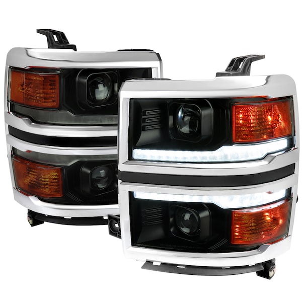 Spec-D Tuning 14-15 Chevrolet Silverado 1500 Projector Headlights 2LHP-SIV14SM-C-SQ-RS - main